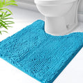 U-Shaped Toilet Rug, Chenille Contour Bathroom Mat, Non-Slip PVC Backing, Machine Washable, 24x20, Turquoise - color: Turquoise, size: 1'8" x 2' (20"x 24"U)