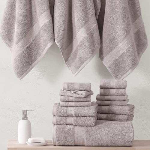 LANE LINEN 100% Ringspun Cotton Bath Towel Set - 18 Piece - Very Soft, Quick Drying & Highly Absorbent - 4 Bath, 8 Wash Cloth, 6 Hand Towels - Ideal for Guests & Perfect for Your Bathroom - Platinum - color: 06: Platinum, size: 18 Piece Towel Set