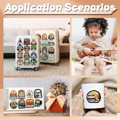 100 Pcs Outdoor Hiking Adventure Camping Stickers Set Wilderness Nature Travel Wildlife Waterproof Vinyl Sticker for Water Bottles Laptops Motorcycle Skateboard - style: Camping