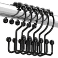 Titanker Black Shower Curtain Hooks Rings, Rust-Resistant Metal Double Glide Shower Hooks for Bathroom Shower Rods Curtains, Set of 12 Hooks - Matte Black - color: Black, style: Modern