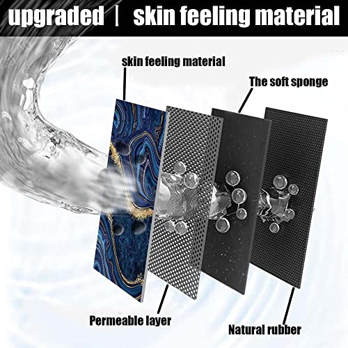 Bath Mat Rug,Dark Blue Gold Marble Non Slip Quick Dry Super Absorbent Thin Bathroom Rugs Fit Under Door-Easy to Clean Bathroom Floor Mats-Shower Rug for Shower Sink Bathtub(16" x 24"in) - color: Dark Blue Gold Marble, size: 1'4" X 2'(rectangular)