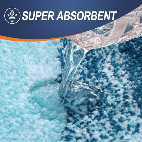 OLANLY Small Bathroom Rugs Mat 24x16, Extra Soft Absorbent Microfiber Bath Rugs, Rubber Backing, Quick Dry, Washable Bath Mats for Bathroom Floor, Tub and Shower, Home Decor Accessories, Peacock Blue - color: Peacock Blue, size: 24" X 16"