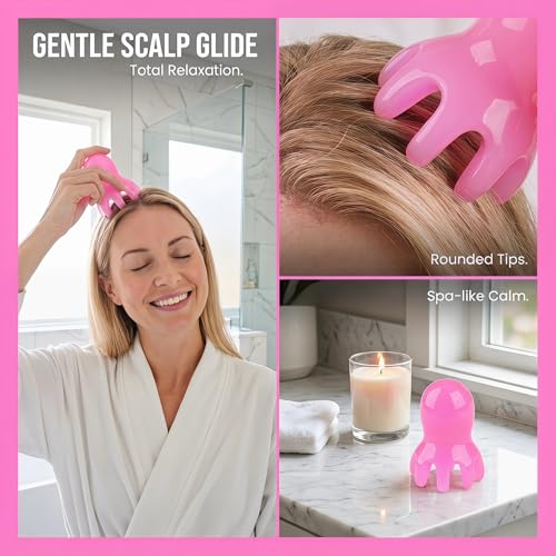 NIIIYTYB 2Pcs Head Massage Tools Scalp Massager and Scraper for Deep Relaxation Acupressure Massager Japanese Spa Hair Care Tool for Home Office Travel Rose Pink - color: Rose Pink
