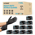 HEAVY DUTY 7 Mil Nitrile Black Gloves Disposable Latex Free Rubber Latex Cleaning Mechanic Food Prep Gloves 1000PCs - size: Large