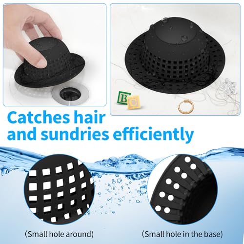 Aluvor Shower Drain Hair Catcher Bathtub Drain Cover Sink Drain Protector | Bathroom Sink & Bathtub Drain Strainer for Pop-Up & Regular Drains, All Black - color: All Black