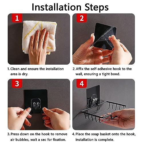2-Pack Self-Adhesive Soap Dish Holder - Wall Mounted Stainless Steel Soap and Sponge Holder, No Drilling Soap Tray Organizer for Home Kitchen and Bathroom Shower (Black) - color: Black