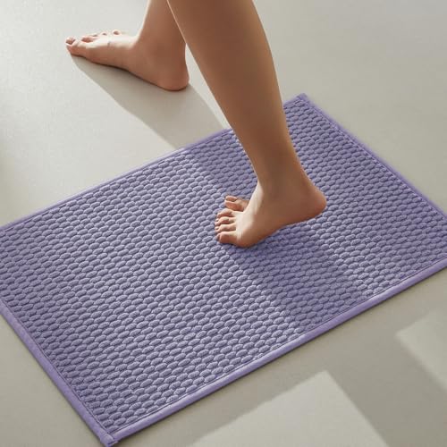 TYUU Bathroom Rugs Non Slip Washable, Super Absorbent Thin Bath Mat Small Quick Dry Low Pile Bathroom Rug, Lavender 16"x24" - color: Lavender, size: 1'4" X 2' (Rectangular)