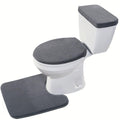 Madeals Velvet Toilet Lid Cover and Tank Lid Cover with Memory Foam Toilet Mat 3 Piece Toilet Contour Rug Set Drak Gray - color: Drak Gray