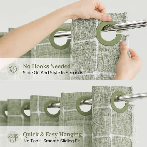 River Dream Sage Green Farmhouse Shower Curtain with Snap-in Liner, No Hooks Needed,with Magnets,with Tassels,Water Repellent&Machine Washable,71x74Inch - color: Sage Green, size: 71"W x 74"L (Pack of 1)