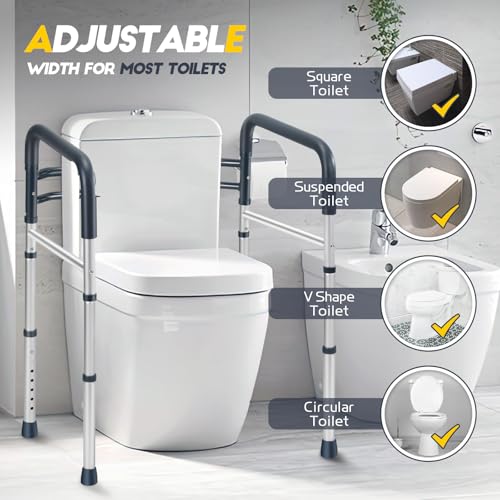 Lianjindun Toilet Safety Rails (350 lb), Adjustable Toilet Frame for Elderly, Seniors, Handicap & Disabled, Foldable Handicap Toilet Handles Fit Any Toilets (Blue) - color: Blue