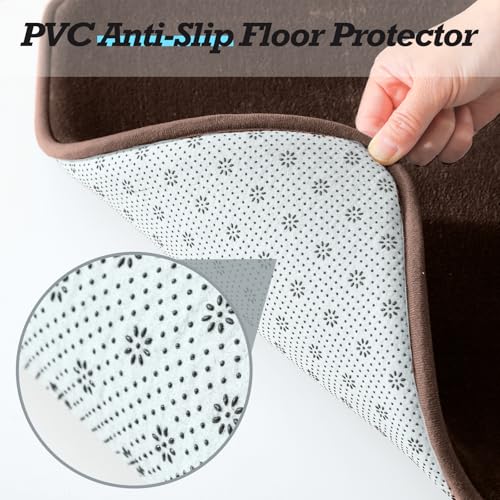 HUXMEYSON Bathroom Rugs Sets 2 Piece, Non-Slip & Quick Dry Bath Mat Set, Ultra Soft Velvet Bath Rugs for Bathroom, Toilet and Shower Floor, Brown - color: Brown, size: 17"x24"+20"x32"