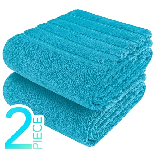 American Soft Linen 100% Cotton Luxury Turkish Towels, 2PC 35x70 Bath Sheet | Soft Absorbent Quick Dry OEKO Tex Standard 100 Certificated Durable Machine Washable Breathable Premium Hotel Quality - color: Aqua Blue, size: 2 PC (35"x70")