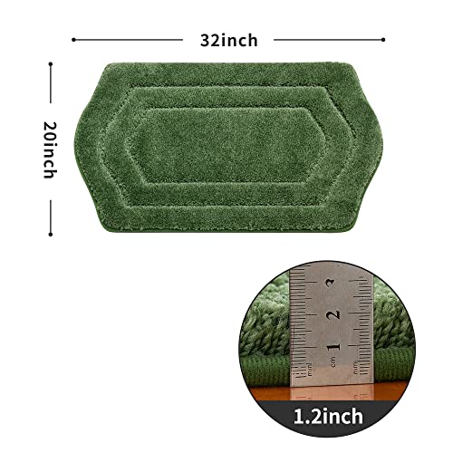 COSY HOMEER Extra Thick Bath Rugs for Bathroom - Anti-Slip Bath Linen Sets Mats Soft Plush 100% Strong Polyester Living Room Bedroom Water Absorbent(Green,20x32 - Inches) - color: Green, size: 1'8" x 2'8" (Oval)