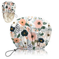 Luxury Shower Cap Silk Satin Lined Waterproof Reusable Adjustable Elastic Dry Hair Bathing Caps Cute for Women Girls-Flower - color: C-1-Flower