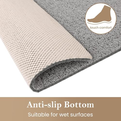 PVC Loofah Shower/Bathtub Mat Non-Slip, 24x16 inch, Soft Tub Mat with Drain, for Tub and Bathroom,Quick Drying,Grey - color: Grey, size: 24" x 16" (Rectangular)