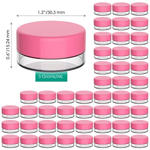 Houseables Sample Containers, Lip Balm Containers, Sample Jars, Mini Jars with Lids, Small, Empty, Makeup, Powder, Gloss, Cosmetic, Tiny, Chapstick, Dab, Wax, Scrub, Little, Pink Plastic 3 Gram, 200PK - color: Pink, size: 200 Pack