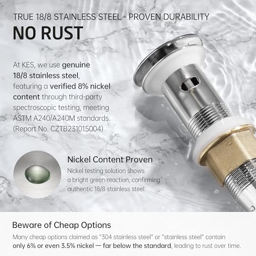 KES All Metal Bathroom Sink Drain with Strainer Basket Hair Catcher Anti Clog Pop Up Drain Stopper for Vanity Vessel Sink with Overflow, Rustproof 18/8 Stainless Steel Polished Chrome S2013A-CH - color: Polished Chrome, style: for sink WITH overflow,1-pac