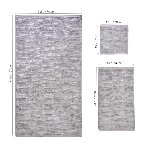 SKL Home CloudSoft 100% Cotton Luxury 6-Piece Towel Set, 600 GSM, Ultra Plush & Absorbent - 2 Bath Towels, 2 Hand Towels, 2 Washcloths, Gray - color: Gray, style: 6-Piece Towel Set