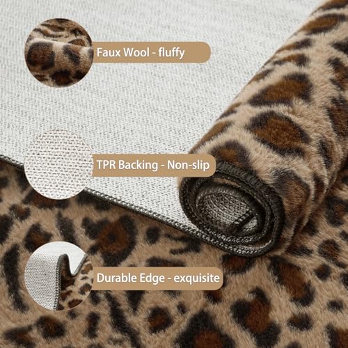 Bath Rugs Leopard Print Bath Mats for Bathroom Cheetah Fluffy Rug 16X30 Inch Small Bath Mat Non Slip Bath Rug Washable Bath Mat Shower Rug for Sink Shower Vanity (Leopard Print, 16x30inch) - size: 1'4" x 2'6" (Rectangular)