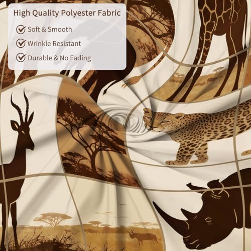 Fabric Shower Curtain with Hooks, Waterproof & Washable & Polyester, Brown Nature African Jungle Animal Shower Curtains for Bathroom, Elephant Giraffe Leopard Bathroom Curtain, House Gift, 71x74 Inch - color: African Safari Animal