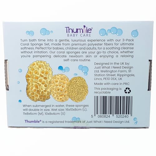 The Coral Scrubs – Family Bath Sponge, 3 Pack Sea Sponges Bath, Shower Sponge, Baby Sponges for Bath Newborn, Bath Sponges for Adults, Kids Bath Sponge.