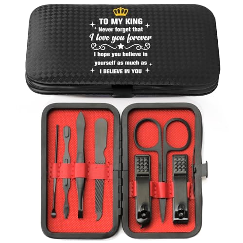 Valentines Gift for Boyfriend,Sentimental Xmas Valentines Day Cute Gifts Ideas Christmas Birthday Presents Stocking Stuffers from Girlfriend Nail Clippers Manicure Kit for Boyfriend Men Pedicure Tools - color: Black Boyfriend