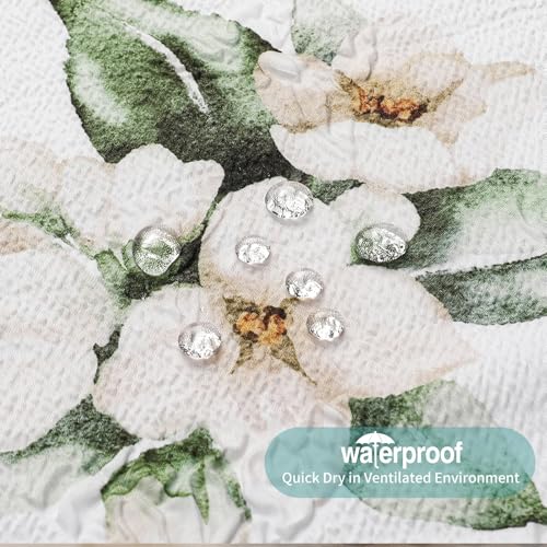 QiyI 72x72 White Floral Shower Curtain, 3D Embossed Butterflies, Waterproof Fabric, Set with Hooks - color: Cream Flowers, size: 72"W x 72"L (Pack of 1)
