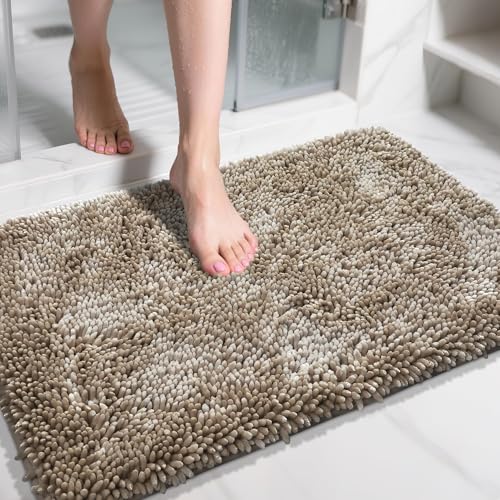 Yimobra Large Bathroom Rug Non Slip 36x24 Inch, Extra Thick Soft Absorbent Chenille Bath Mat, Machine Washable Quick Dry Bath Rugs for Bathroom Floor, Tub and Shower, Home Decor Accessories, Camel - color: Camel, size: 36" X 24"