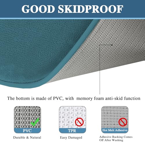H.VERSAILTEX Bath Mat Memory Foam Set Bathroom Rug Set Flannel Velvety Bath Mat Luxury Extra Soft and Absorbent Non Slip Rugs for Bathroom/Bedroom Washable(2 Pack- 20"x 32"/ 17"x 24", Dark Teal) - color: Dark Teal, size: 20" x 32" Plus 17" x 24"