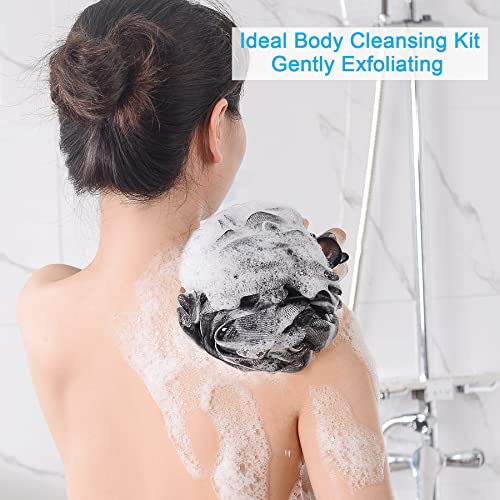 AmazerBath Loofah Sponge 75g/Piece, Loofah for Men Body Scrubber - Bath Sponge Loofa Set of 4 Black (Large) - style: Black