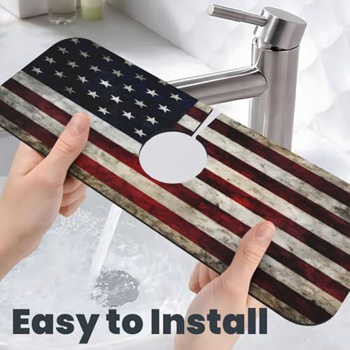 American flag Kitchen sink faucet pad, strong water absorption, anti slip, easy to clean, very suitable for splash and drip prevention, suitable for kitchens and bathrooms - color: American Flag