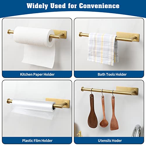 theaoo 2 Packs Paper Towel Holder - Under Cabinet Paper Towel Holder for Kitchen, Adhesive Paper Towel Roll Rack for Bathroom Towel, Wall Mounted Paper Towel Rack, Gold, SUS304 Stainless Steel - color: Gold 2pc