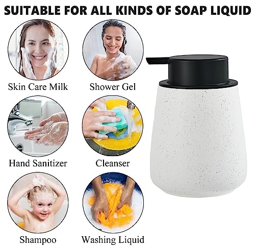 12Oz Foaming Soap Dispenser - Ceramic Foam Hand Soap Dispenser with Easy-to-Press Black Pump, Reusable and Refillable Lotion Dish Soap Dispensers for Bathroom & Kitchen, Speckled Matte White - color: Speckled White, style: Foam Pump