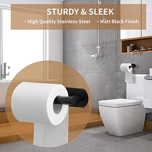 LAYUKI Toilet Paper Holder,Adhesive,Matt Black,Wall Mount,Toilet Paper Roll Holder,no Drilling,Bathroom/Rv/Washroom, SUS 304 Stainless Steel, Rustproof (Black, 1 Piece) - color: Black, size: 1 Piece