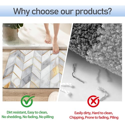 Bathroom Rug Gold Geometric Lines Bath Mat with Non-Slip Rubber Backing, Quick-Drying Absorbent Thin Floor Mat for Bathroom, Shower, Sink, or Kitchen - color: Gold Geometric Lines