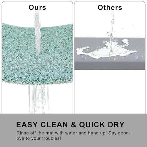 0.6" Extra Thick Non Slip Shower Mat, PVC Loofah Shower Mat with Drain, Quick Drying Bath Mat for Inside Shower, Bathtub Mats Foot Scrubber for Elderly, Bathroom, Kitchen, Wet Areas(Blue 16x24) - color: Blue, size: 24" x 16" (Rectangular)