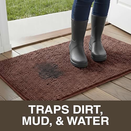 Neater Home Plush Bathroom Rugs 30x20 Thick Chenille Quick Dry Microfiber Absorbent Bath Mat, Soft Bath Rugs, Machine Washable Bathroom Floor Mat for Tub Shower Sink, Home Decor Accessories, Brown - color: Brown, size: 30" x 20"