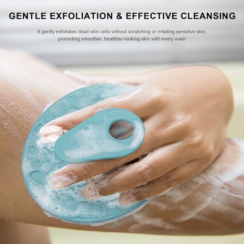 INNERNEED Food Grade Silicone Body Scrubber Gentle Exfoliating Brush for Women Men Deep Clean for All Skin Types, More Hygienic and Well Lather (Dark Green+Pink) - color: (Set2) Dark Green+pink