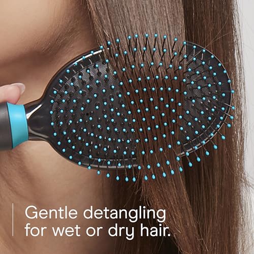 Conair Salon Results Hair Brush, Detangling Hair Brush for Men and Women, For All Hair Types, Metal Bristles and Cushion Base - color: Teal, size: Wire Cushion Brush (Pack of 1)