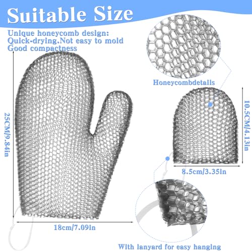 Vesici 2 Pcs Honeycomb Exfoliating Glove Set Exfoliating Bath Mitt Honeycomb Face and Body Scrubber Shower Mitt Sponges for Cleaning Body Shower Face Skin Beauty Spa(Gray) - color: Gray