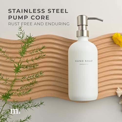 MaisoNovo Soap Dispenser 1-Piece Set | 16.9oz White Bottles with Silver Stainless Steel Pump Core - color: White/Silver
