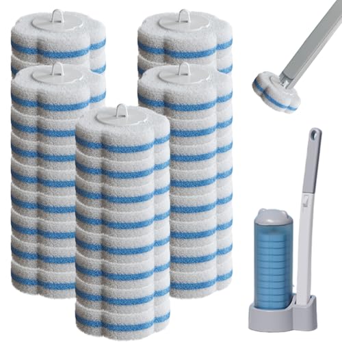 Disposable Toilet Brush Refills, 40PCS Flower Shape Cleaner Pads with Cleaning Solution