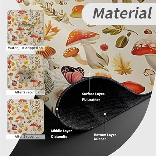 Faucet Fast Absorbent Pad - Mushrooms And Butterflies Drying Pad, Suitable For Kitchen, Bathroom, Island And Other Scenes - color: Mushrooms and butterflies