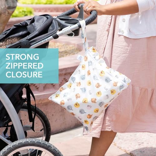 Bumkins Disney Waterproof Wet Bag for Baby, Travel, Swim Suit, Cloth Diapers, Pump Parts, Pool, Gym Clothes, Toiletry, Strap to Stroller, Daycare, Zip Reusable Bag, Packing Pouch, Winnie the Pooh - color: C2 Winnie and Friends, style: Wet Bag