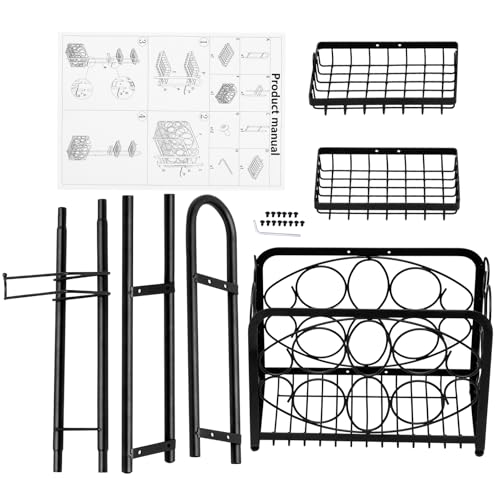 Oasis Creations Toilet Paper Holder Tissue Rack Stand with Magazine Toilet Roll Storage Basket- Freestanding, Black Metal - color: Black