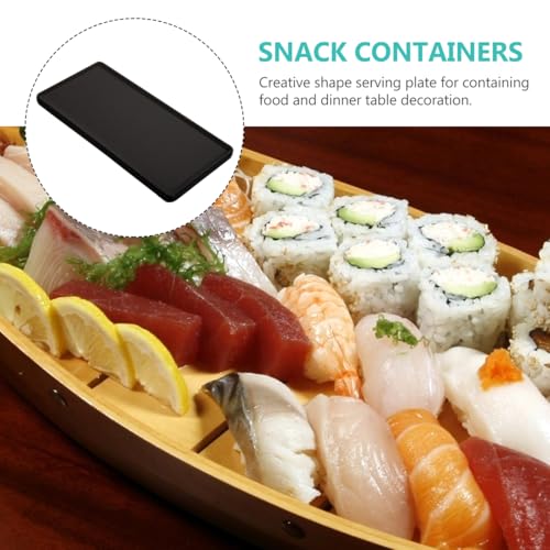 Ceramic Sushi Serving Platters Porcelain Rectangular Serving Dishes Black Japanese Style Sushi Plate for Entertaining, Desserts, Appetizers, Cheese Board, Charcuterie, Party Trays, 8.06 X 3.74 inches