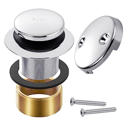 Chrome Bathtub Drain Tip-Toe Tub Trim Set with Two-Hole Overflow Faceplate Bathroom Tub Drains Replacement Conversion Tub Drain Kit Assembly with Universal Fine & Coarse Thread - color: Chrome