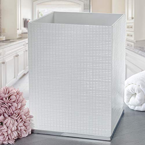 Creative Scents Estella Waste Basket for Bathroom 1.98 Gal / 7.5L - Small White Bathroom Trash Can - Decorative Small Garbage Can - Durable Space Friendly Wastebasket - style: Trash Can