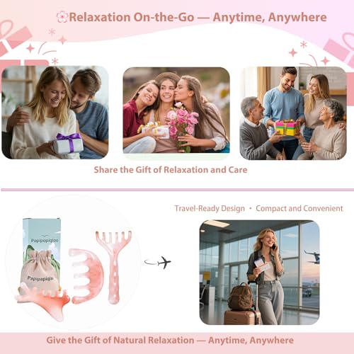 3pcs Scalp Massage Tool Head Massager Gua Sha Comb for Face/Neck/Body/Eye Massage, Promote Lymphatic Circulation Gifts,Pink Resin,Prop 65 Tested Quality - color: Light Pink