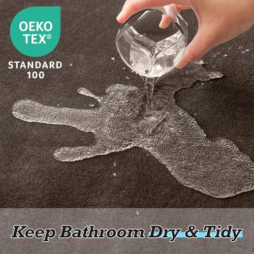 HUXMEYSON Bathroom Rugs Sets 2 Piece, Non-Slip & Quick Dry Bath Mat Set, Ultra Soft Velvet Bath Rugs for Bathroom, Toilet and Shower Floor, Brown - color: Brown, size: 17"x24"+U Shape 20"x24"